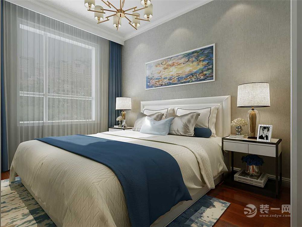 和平上河城96㎡三室二厅一卫现代简约风格装修效果图卧室