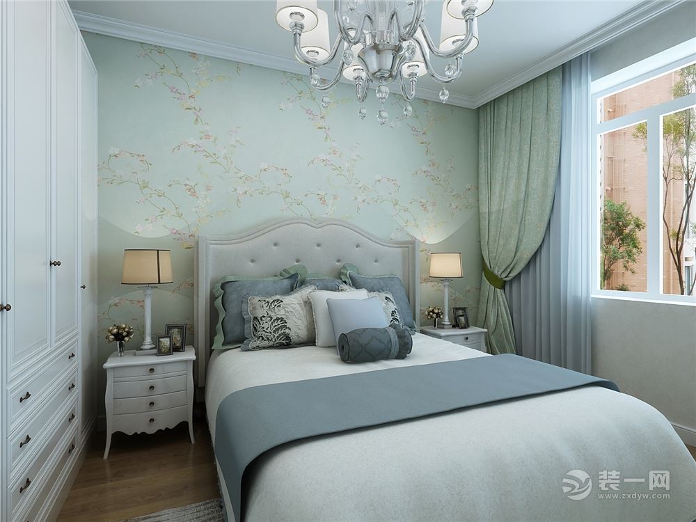 泰荣湾92㎡二室一厅一卫简欧风格装修效果图卧室