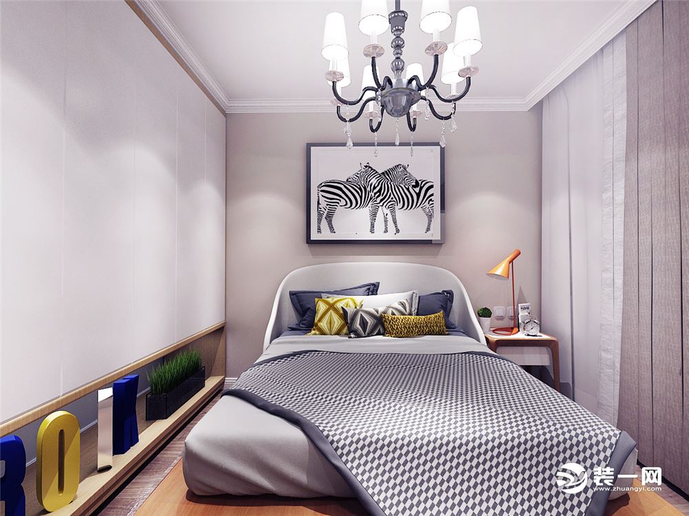 保利·茉莉公馆58㎡一室一厅一卫宜家风格装修效果图卧室