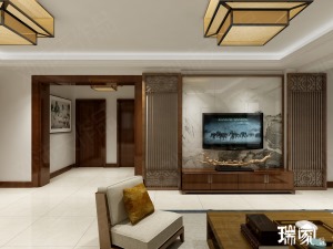 【海运新苑】160㎡三室二厅二卫新中式风格装修效果图客厅