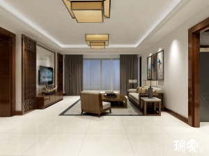 【海运新苑】160㎡三室二厅二卫新中式风格装修效果图客厅