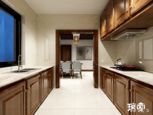 【海运新苑】160㎡三室二厅二卫新中式风格装修效果图厨房