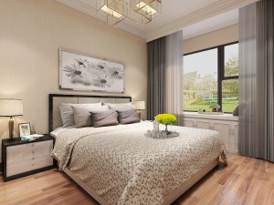 【世茂五里河】96㎡二室二厅一卫现代风格装修效果图卧室