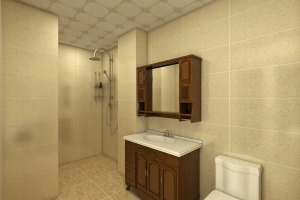 【世茂五里河】118㎡三室一厅一卫简约中式风格效果图卫生间