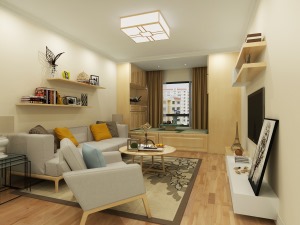 金地锦城89㎡二室二厅一卫现代风格装修效果图