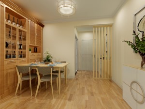 电业新村88㎡二室一厅一卫现代简约风格装修效果图餐厅