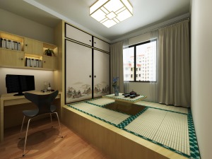 电业新村88㎡二室一厅一卫现代简约风格装修效果图卧室榻榻米