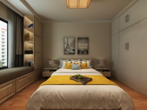电业新村88㎡二室一厅一卫现代简约风格装修效果图卧室
