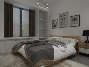 世茂五里河119㎡二室二厅一卫现代简约风格装修效果图卧室