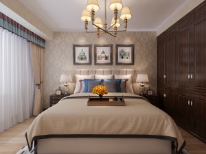 马总花园100㎡二室二厅一卫美式风格装修效果图卧室