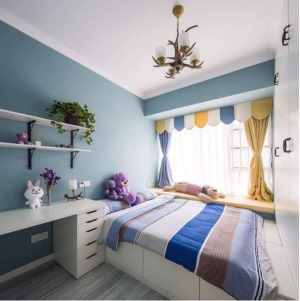 兰州九创装饰 110平米三居室设计风格为现代简约 卧室效果图 