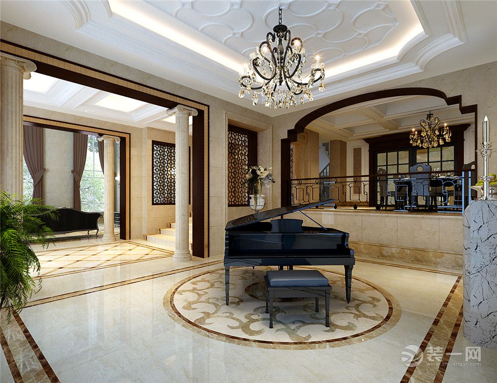 上海中海紫御豪庭248平米复式别墅简约风格悠闲厅