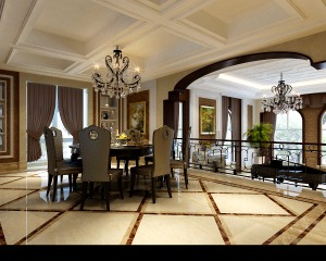 上海中海紫御豪庭248平米复式别墅简约风格餐厅