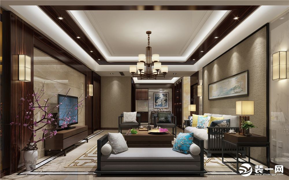 宜居新中式博雅新城230平米平层效果图--客厅