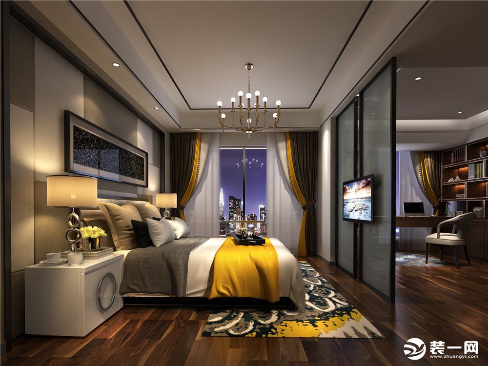 成都业之峰装饰四海逸家210平米新中式卧室装修效果图