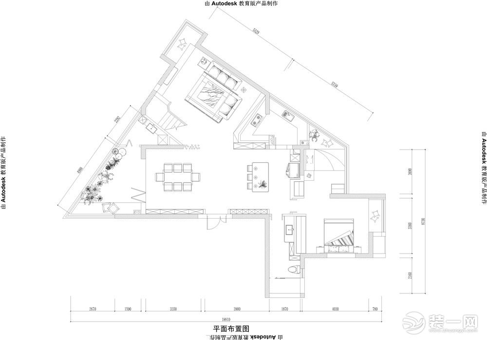 成都业之峰装饰凯德风尚242跃层平面布局图1