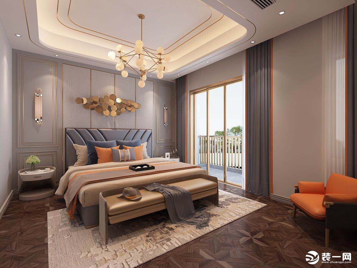 成都业之峰装饰400平别墅轻奢风格装修设计案例--卧室