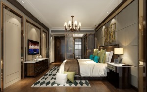 宜居新中式博雅新城230平米平层效果图--卧室
