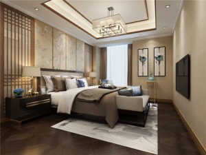 半岛城邦224平米四居室新中式风格装修效果图--卧室