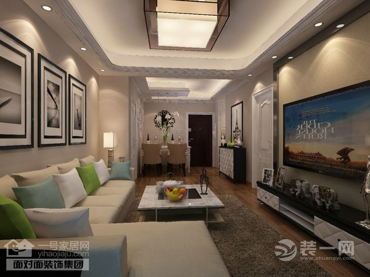 武汉联投广场100平现代简约两居室客厅