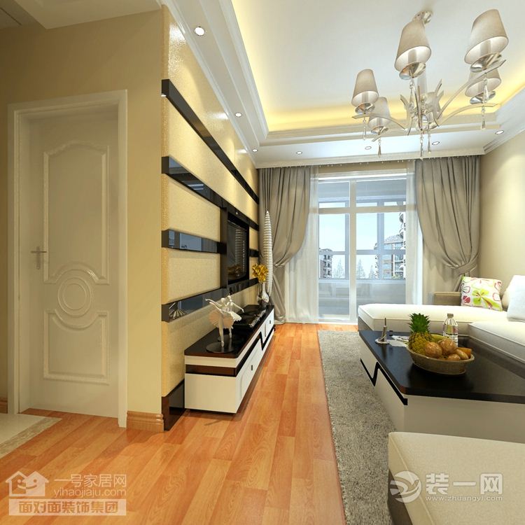 武汉天成美雅88平现代简约风格二居室客厅