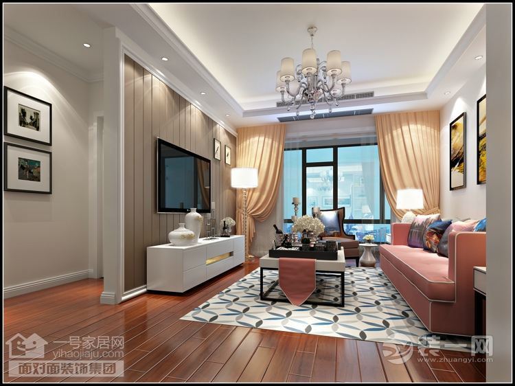 武汉融侨城80平二居室现代简约风格装修莎莎大图客厅