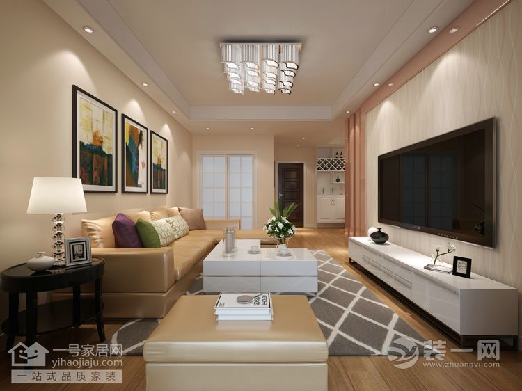 武汉海赋江城85平二居室现代简约风格客厅