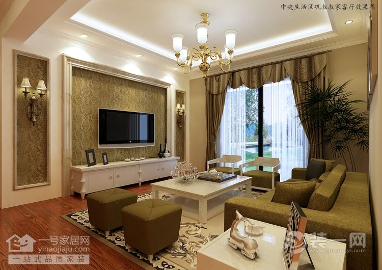 武汉王家湾中央生活区124平三居室简欧风格客厅