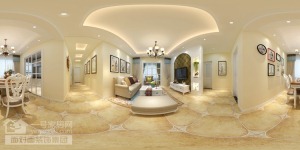 武汉水晶郦都96平三居室美式小清新全景图