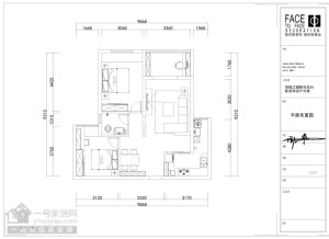 武汉海赋江城85平二居室现代简约风格平面布置图