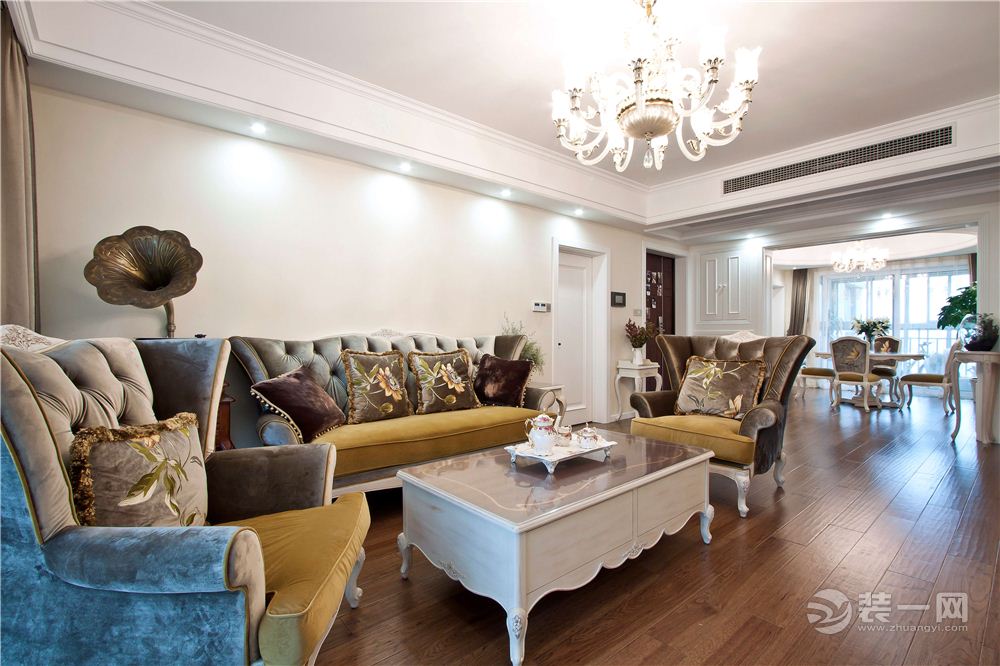 武汉百瑞景200平大户型 简欧风格客厅沙发效果图