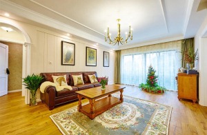 武汉越秀逸府120平三居室新古典风格装饰 客厅