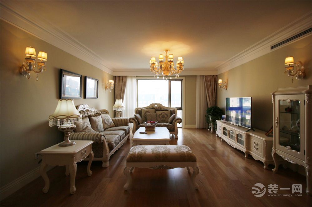 海润国际217平米三居室简欧美式风格效果图客厅