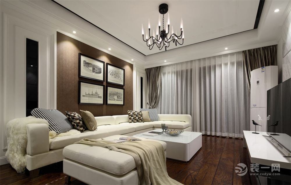 冠城国际130平米二居室现代简约风格客厅装修效果图