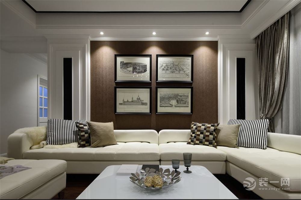 冠城国际130平米二居室现代简约风格客厅装修效果图