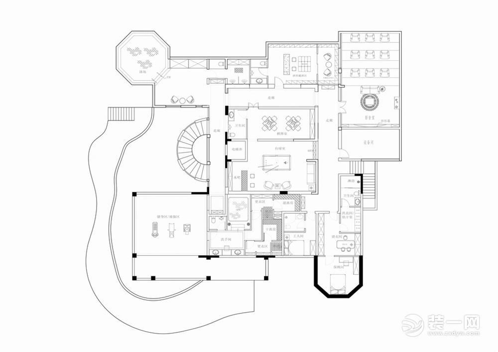 丛林庄别墅-新中式-户型平面图