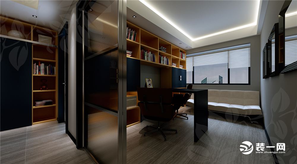 万科100平米二居室现代简约风格装修效果图书房