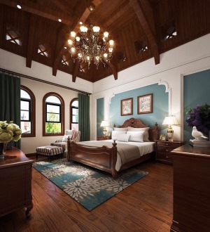 罗纳河谷280平米别墅美式风格装修效果图卧室