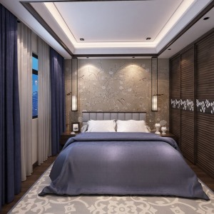 蟠龙湖300平米新中式风格装修效果图卧室