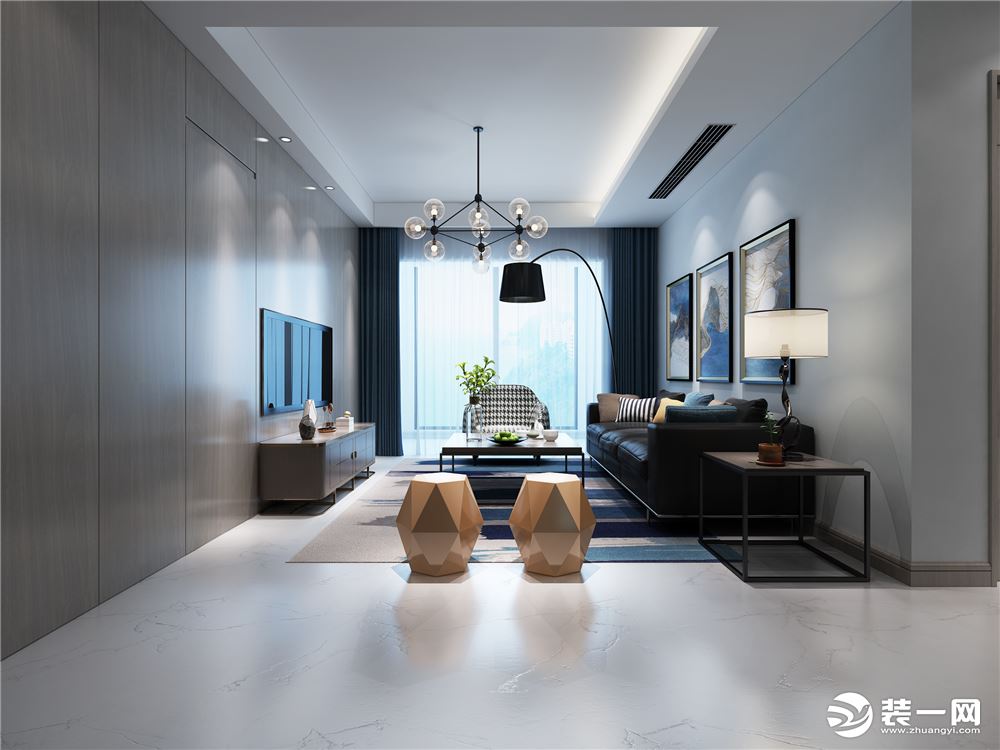 无锡长江国际140平二居室简约风格客厅