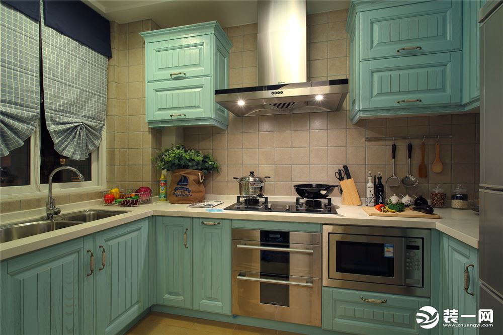 ◤美林湖◢60㎡一居室地中海风格厨房装修效果图