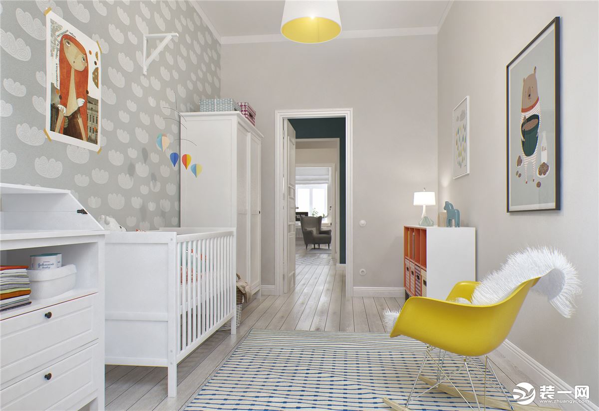 ◤蔚蓝天地◢102㎡三居室北欧风格婴儿房装修效果图