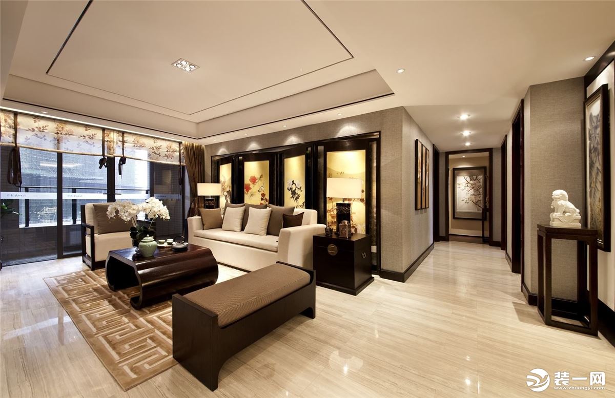 ◤红星国际◢140㎡三居室中式风格客厅装修效果图