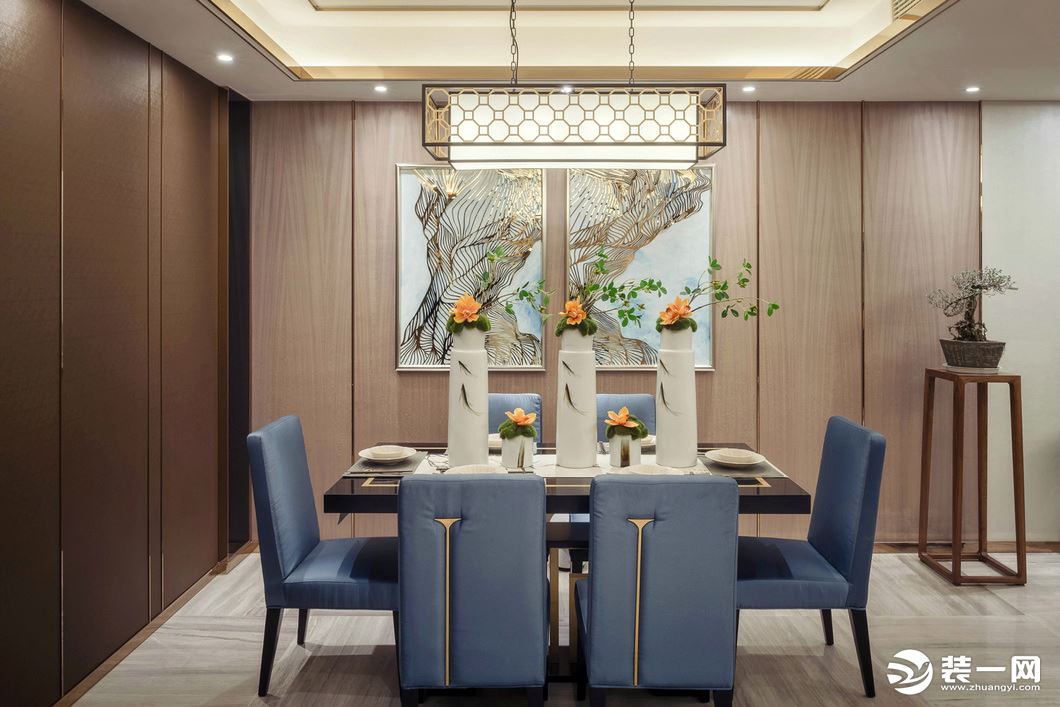 ◤紫廷名苑◢110㎡二居室新中式风格餐厅装修效果图
