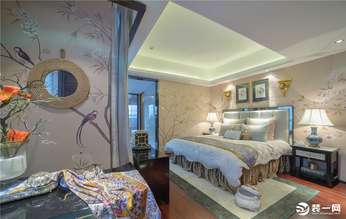 ◤世贸香槟湖◢140㎡三居室中式风格卧室装修效果图