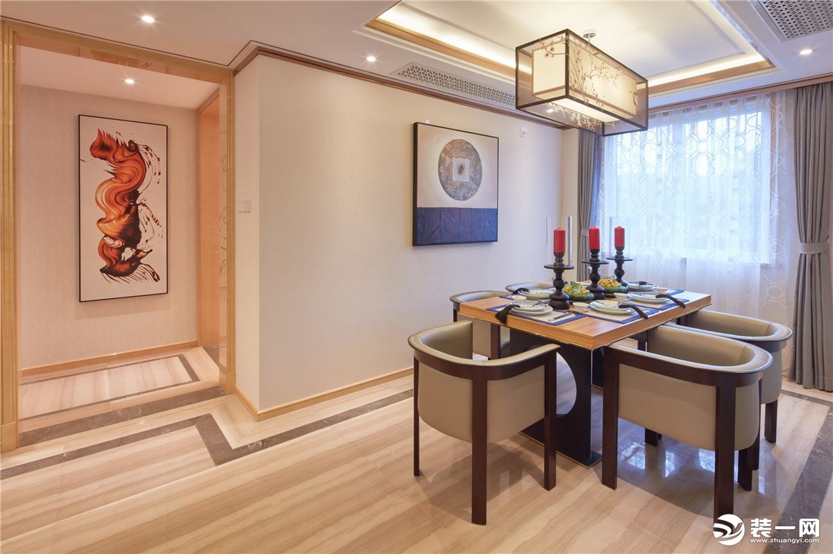 ◤雅居乐星河湾◢150㎡三居室新中式风格餐厅装修效果图