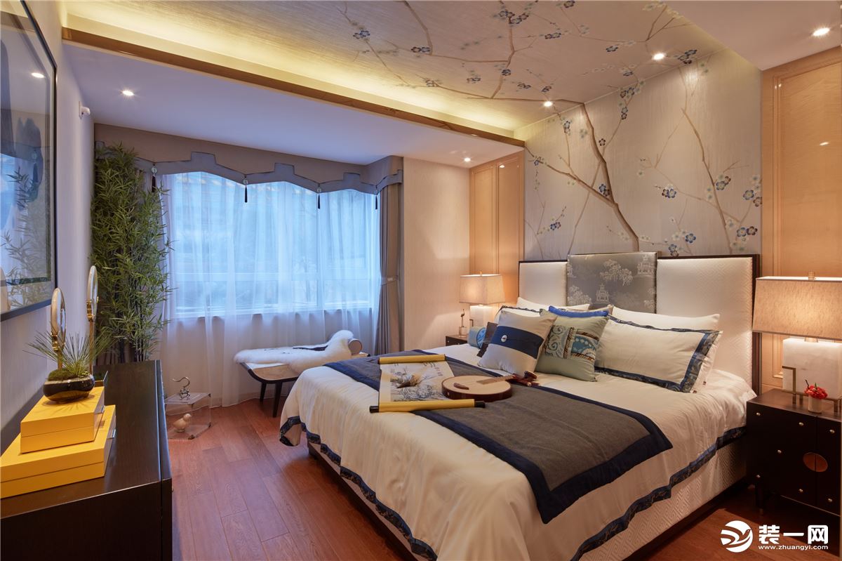 ◤雅居乐星河湾◢150㎡三居室新中式风格卧室装修效果图