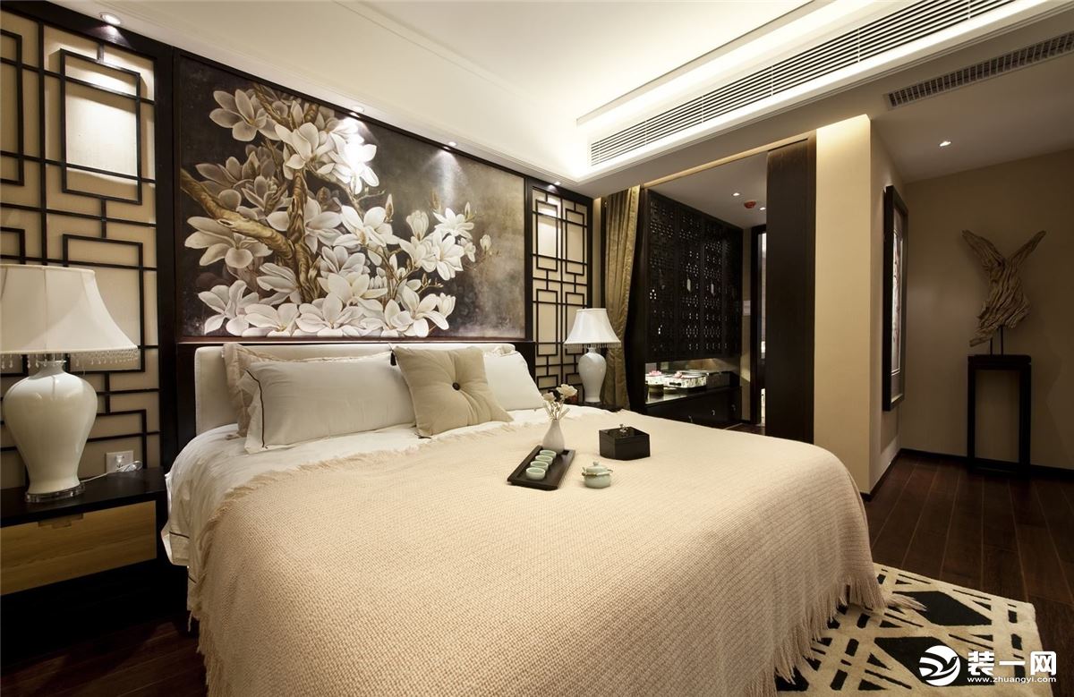◤世贸香槟湖◢140㎡三居室新中式风格卧室装修效果图