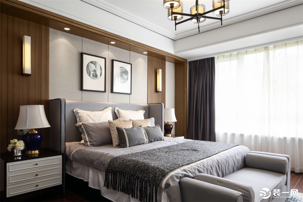 ◤龙城福第◢130㎡三居室新中式风格卧室装修效果图