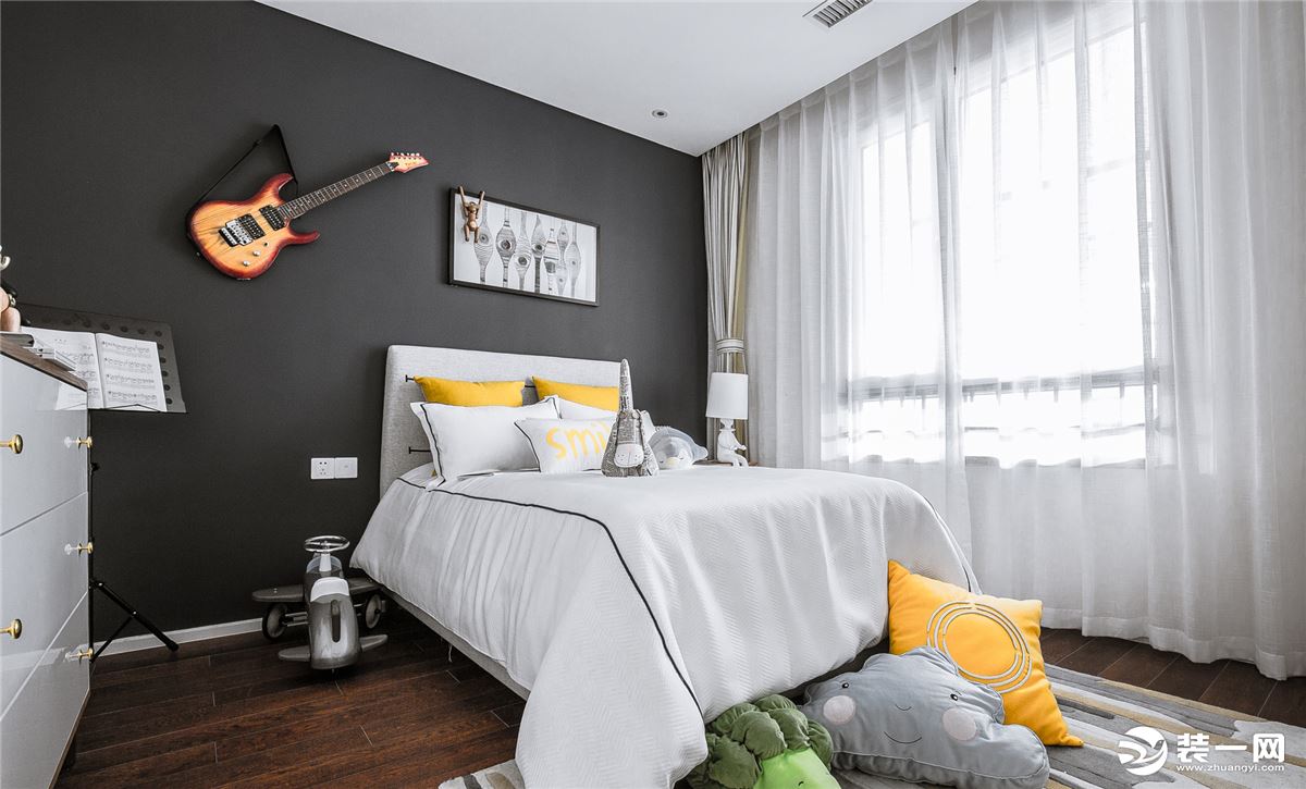 ◤紫金城◢130㎡三居室现代北欧风格次卧装修效果图